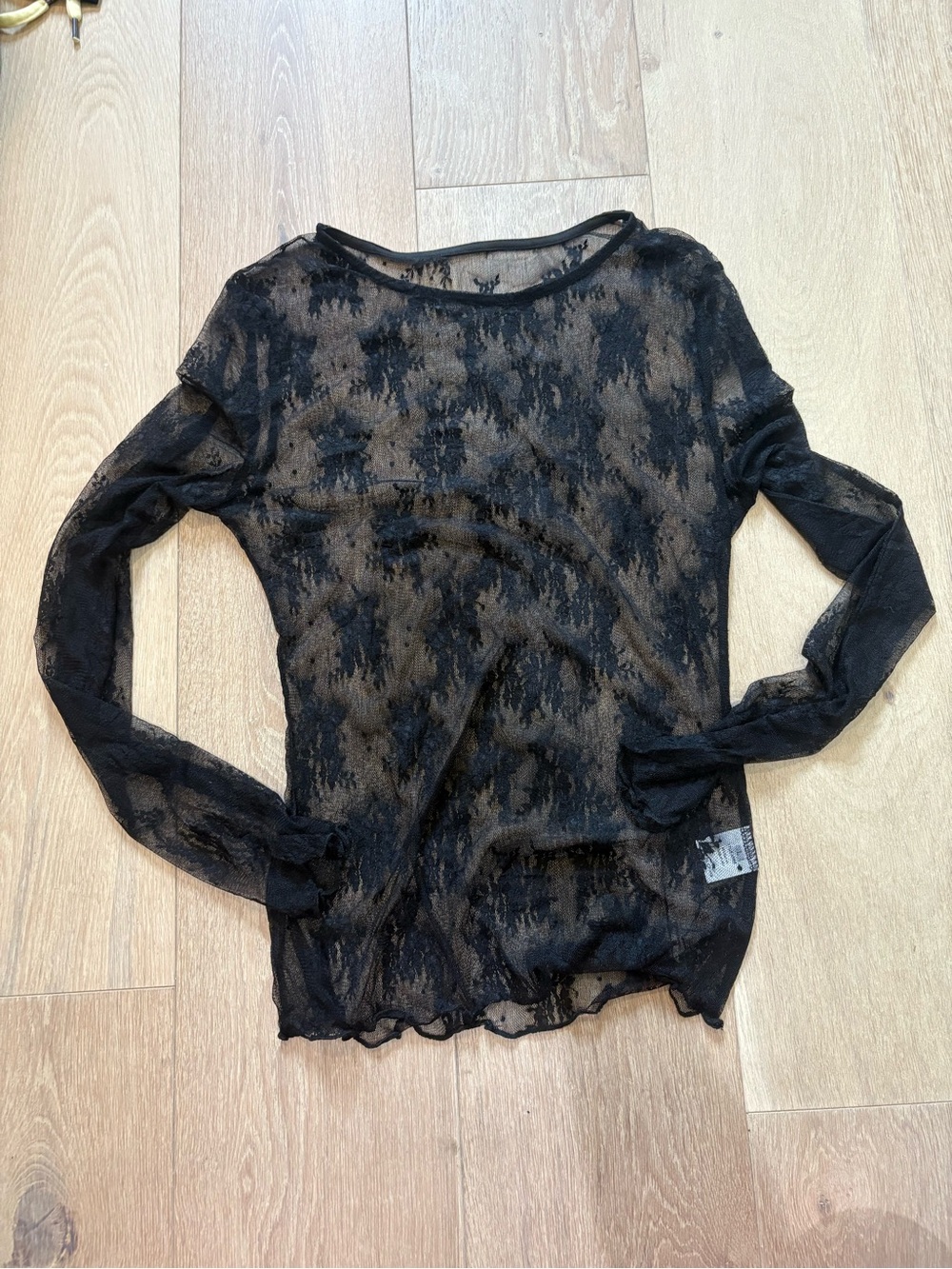 Amazon Sheer Black Long-Sleeve Mesh Top